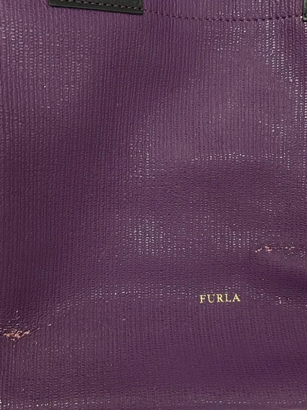 FURLA Purple Black Red PVC Leather Tote Bag